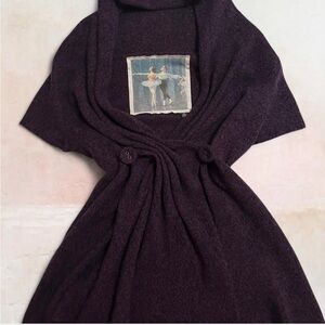 Anthropologie Purple Sweater with Artistic Patch